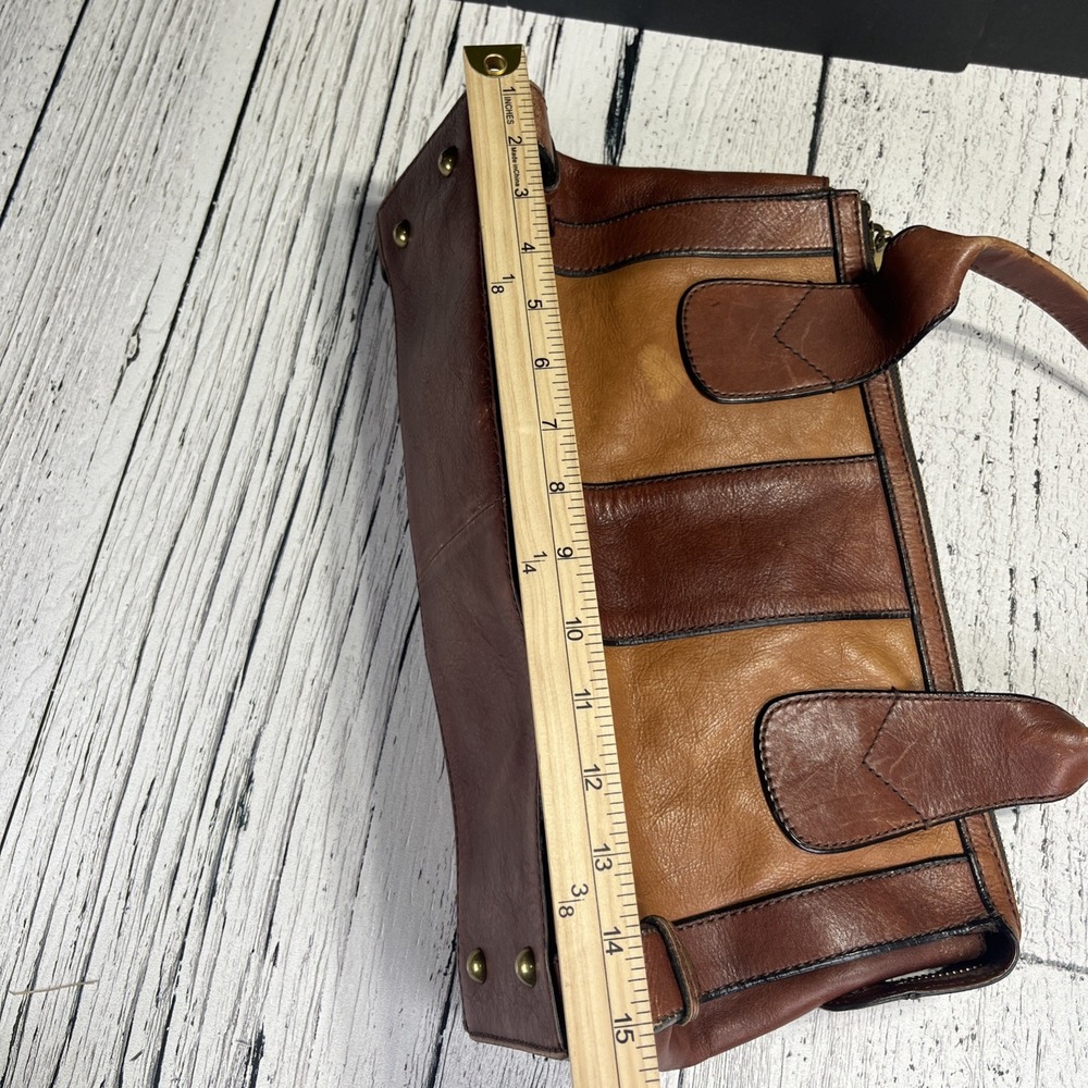 Vintage Fossil Reissue Satchel Handbag‎ Two Tone Leather - Picture 13 of 14